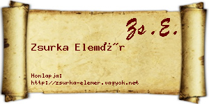 Zsurka Elemér névjegykártya